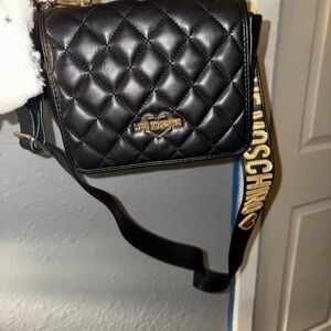 Love Moschino Quilted Black Crossbody with Gold Accents